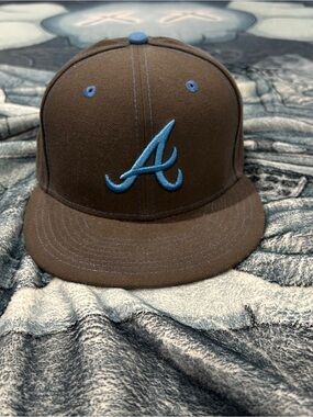 New Era Black and Blue Father’s Day Hat with Light Blue Atlanta A Logo